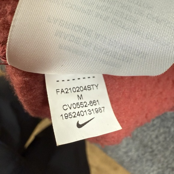 Nike Solo Swoosh Fleece Hoodie Men's Medium Coral Pullover Heavyweight Loose Fit - Picture 8 of 9